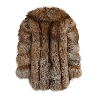 Wanan Touch Camilla Brown Jacket In Fox Fur