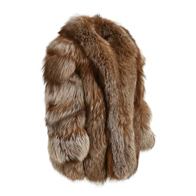 Wanan Touch Camilla Brown Jacket In Fox Fur