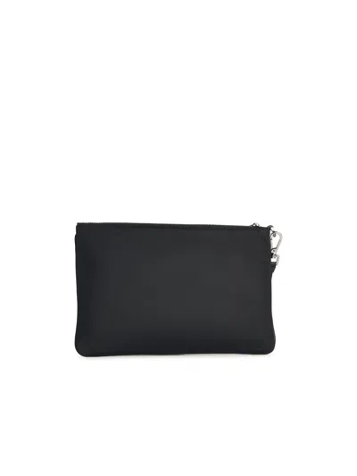 Dolce & Gabbana Black Pouch With Contrasting Rubberized Logo In Nylon