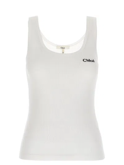 Chloé Cotton Tank Top In White