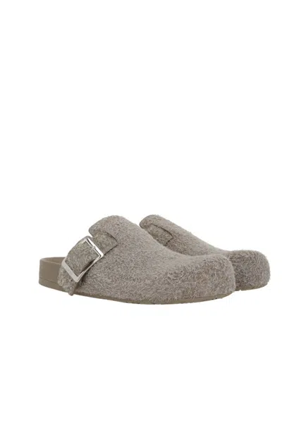 Loewe Easy Buclke Slippers In Khaki Green