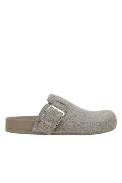 Loewe Easy Buclke Slippers In Khaki Green