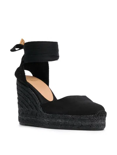 Castaã±er Carina C-8ed-001 Wedges In Black Canvas In Black