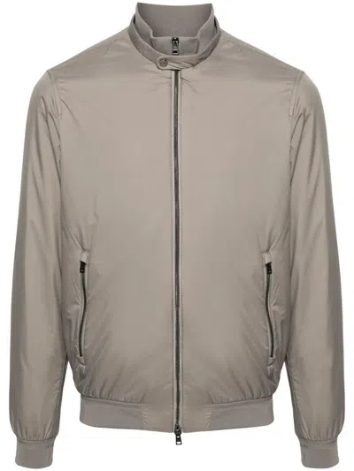 Herno Men's Ecoage Band-collar Bomber Jacket In Grey