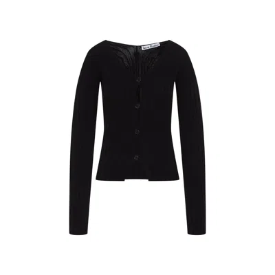 Acne Studios Ribbed Cotton Cardigan In Black