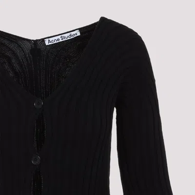 Acne Studios Ribbed Cotton Cardigan In Black