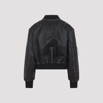 Acne Studios Vintage Leather Cropped Bomber Jacket In Black