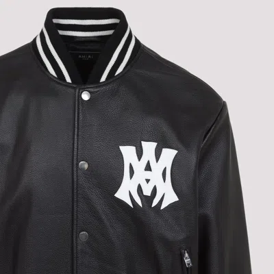 Amiri 'ma Hollywood' Black Bomber Jacket With Logo Print On The Front And Maxi Logo Print On The Rear In Black