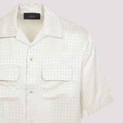 Amiri Embroidered Satin Shirt With Chest Pockets In White
