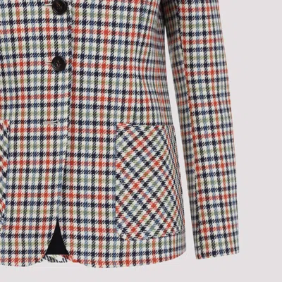 Chloé Chloe Checked Wool-blend Blazer In Neutral