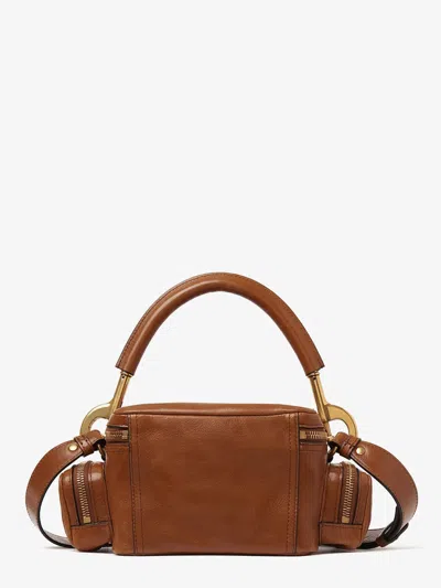 Chloé Small Double Carry Leather Bag With Multipocket Detail In Brown
