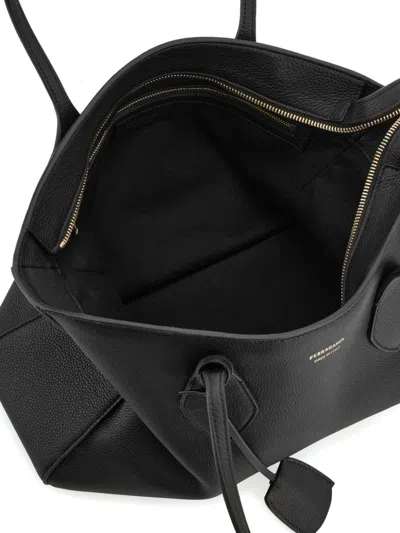 Ferragamo Medium Tote Bag Star Structured Shape In Black