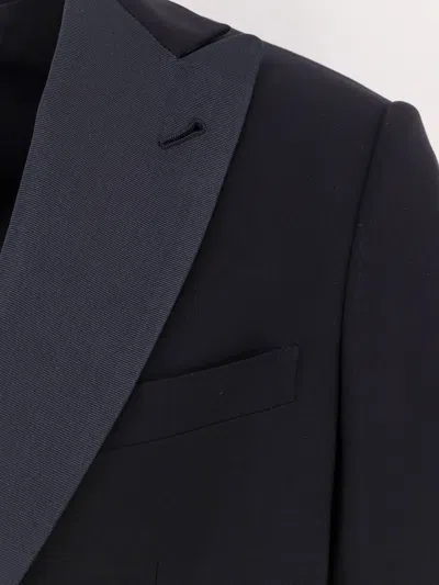 Giorgio Armani Virgin Wool Smoking With Satin Profiles In Blue