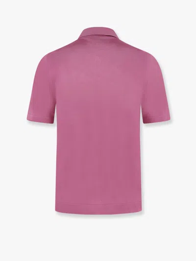 Gucci Pink Polo Shirt With Chest Pocket And Embroidered Logo On The Front In Fine Silk Knit Man In Pink