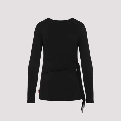 Diesel Draped V-neck Wrap-on Top In Black
