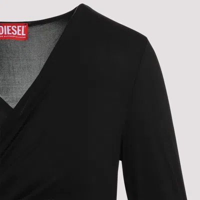 Diesel Draped V-neck Wrap-on Top In Black