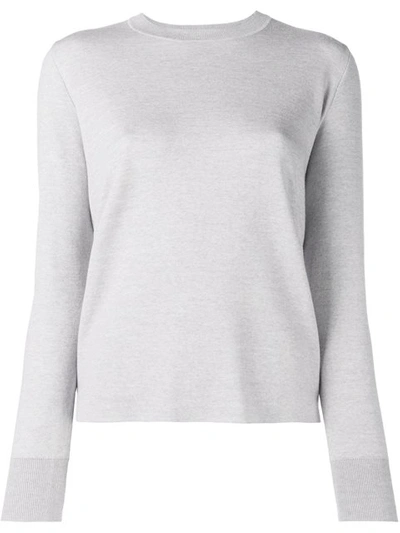 Adam Lippes Contrast Back Merino Wool Sweater In Grey