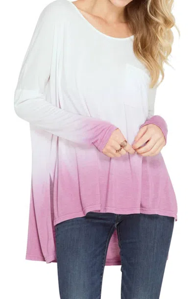 SHE + SKY OMBRE DIP DYE POCKET TUNIC TOP IN MAUVE 