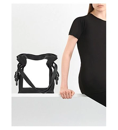 Shop Loewe Flamenco Leather Knot Bag In Black/white