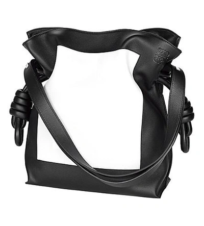 Shop Loewe Flamenco Leather Knot Bag In Black/white