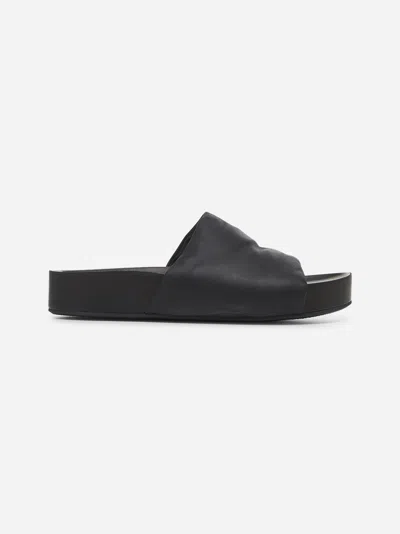 Uma Wang Black Nubuck Slide Sandals