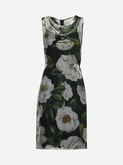 Dolce & Gabbana Silk Dress With Floral Print Dresses Multicolor