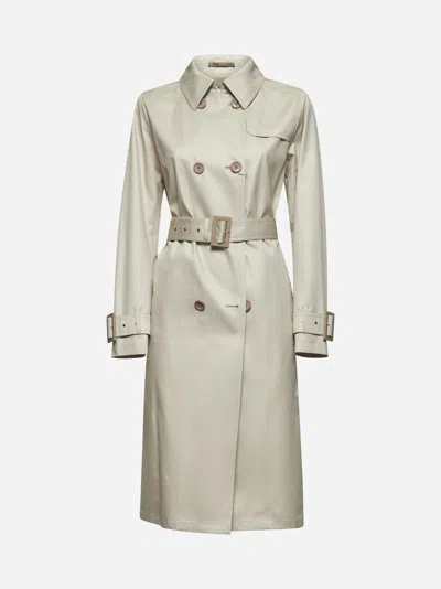 Herno Sand Cotton Gabardine Trench Coat In Gray