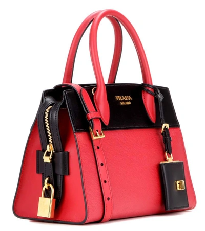 Shop Prada Esplanade Leather Crossbody Bag In Fuoco+eero
