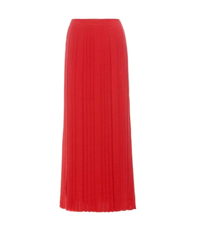 Tory Burch Rowan Pleated Silk Maxi Skirt In Red