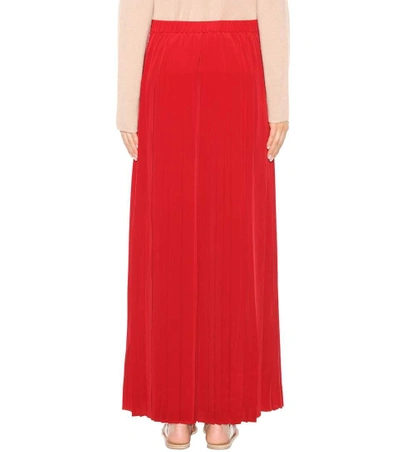 Shop Tory Burch Rowan Pleated Silk Maxi Skirt In Redstoee