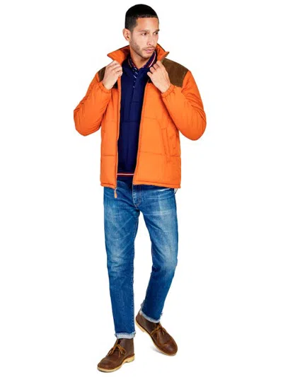 Construct Solid Puffer Jacket In Orange