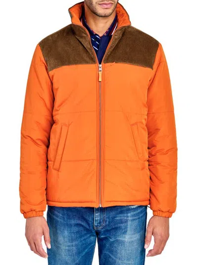 Construct Solid Puffer Jacket In Orange
