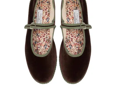 Cayumas Women's Velvet Mary Jane Shoes In Chocolate Brown In Multi