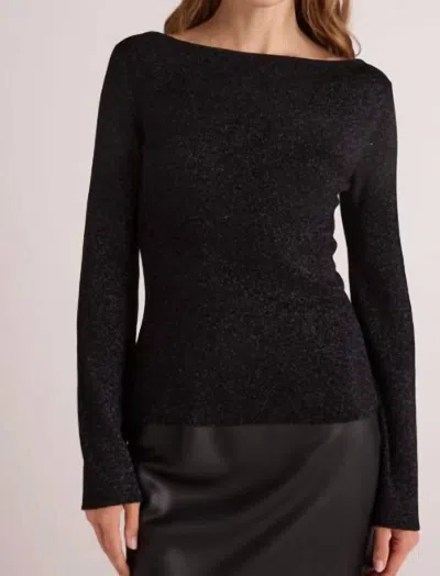 Bella Dahl Metallic Long Sleeve Sweater In Metallic Black In Black