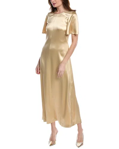 Rebecca Taylor Double Face Charmeuse Silk Maxi Dress In Gold