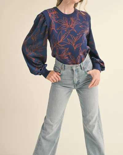 Merci She's So Fine Top In Navy/rust In Multi