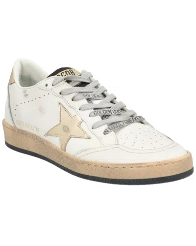 Golden Goose Ball Star Sneakers With Gold Star And Heel Tab In White