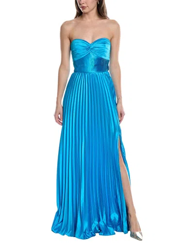 Amur Stef Pleated Gown In Blue