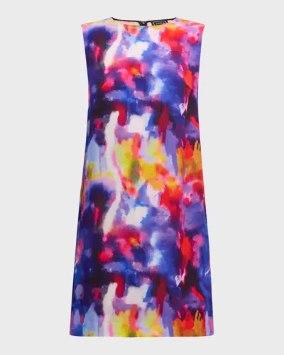Jonathan Cohen Blur-print Silk Sleeveless Mini Shift Dress In Multi