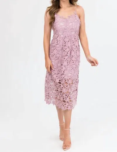 Bluivy Evelyn Crochet Lace Midi Dress In Rose In Multi