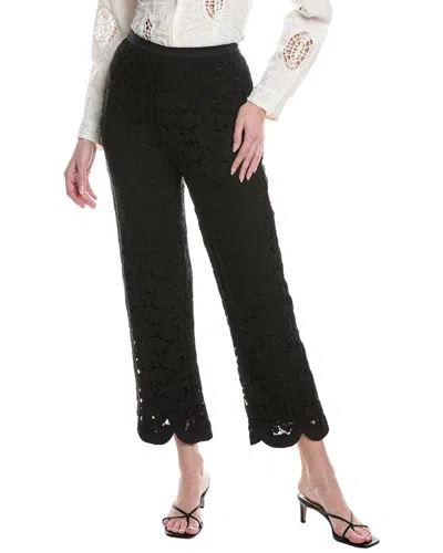 Rebecca Taylor Retro Lace Silk-blend Pant In Black