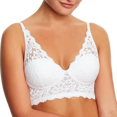 Maidenform Pure Comfort Lace & Mesh Longline Wireless Bralette Dm1188 In White