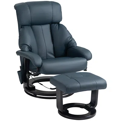 Streamdale Furniture Streamdale Massage Recliner Chair With Footstool, 360 Swivel Recliner, Blue