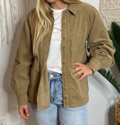 Jodifl Corduroy Shacket In Taupe In Grey