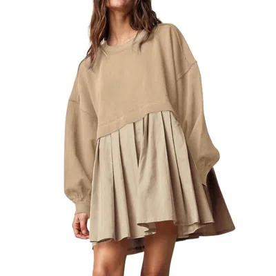 By Together Day By Day Mini Dress In Taupe In Grey