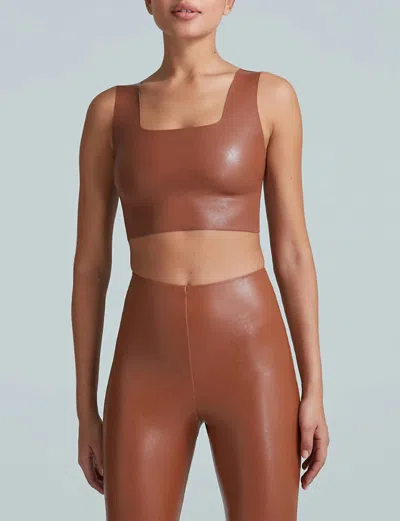 Commando Faux Leather Square Neck Crop In Cocoa In Brown