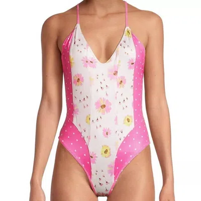 Loveshackfancy Shailee One Piece In Bright Peony In Pink