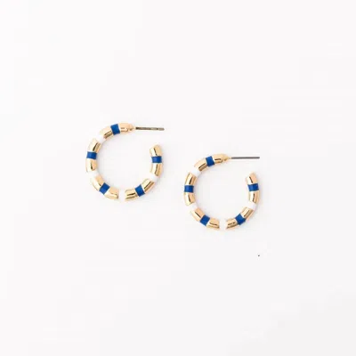 Michelle Mcdowell Nellie Medium Hoop Earrings In Blue/white In Blue