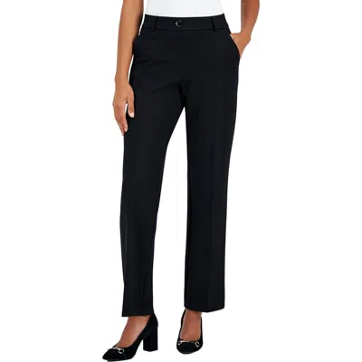 Kasper Women's Petite High Rise Pull-on Compression Pants In Black