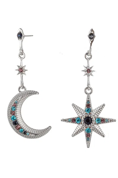 Eye Candy La Moon And Star Drop Earrings In Blue